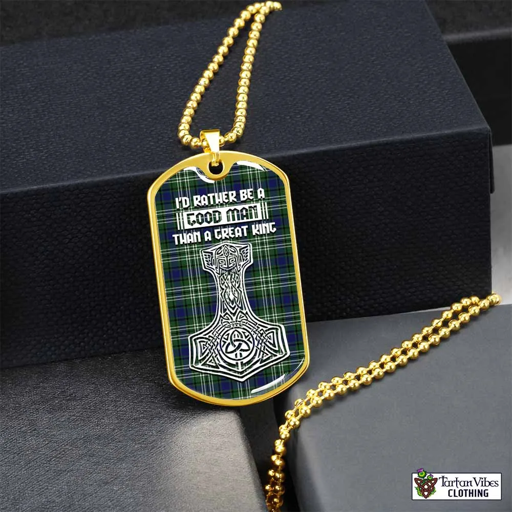 Blyth Tartan Dog Tag Necklace Viking Mjolnir Style