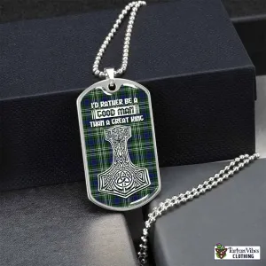 Blyth Tartan Dog Tag Necklace Viking Mjolnir Style