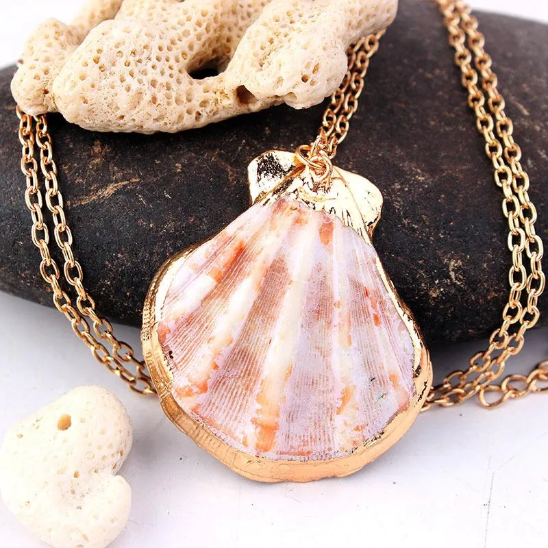 Bohemian Natural Shell Conch Scallop Clavicle Chain Necklace