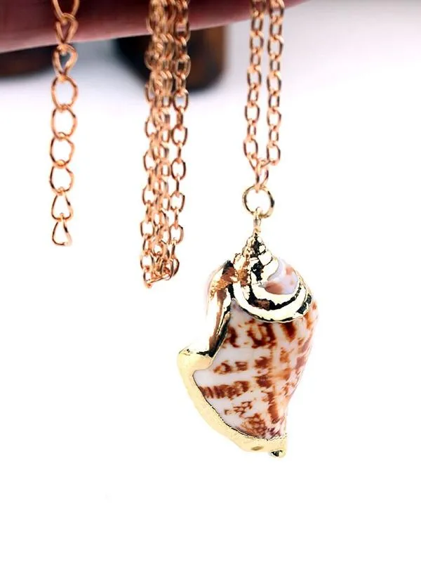 Bohemian Natural Shell Conch Scallop Clavicle Chain Necklace