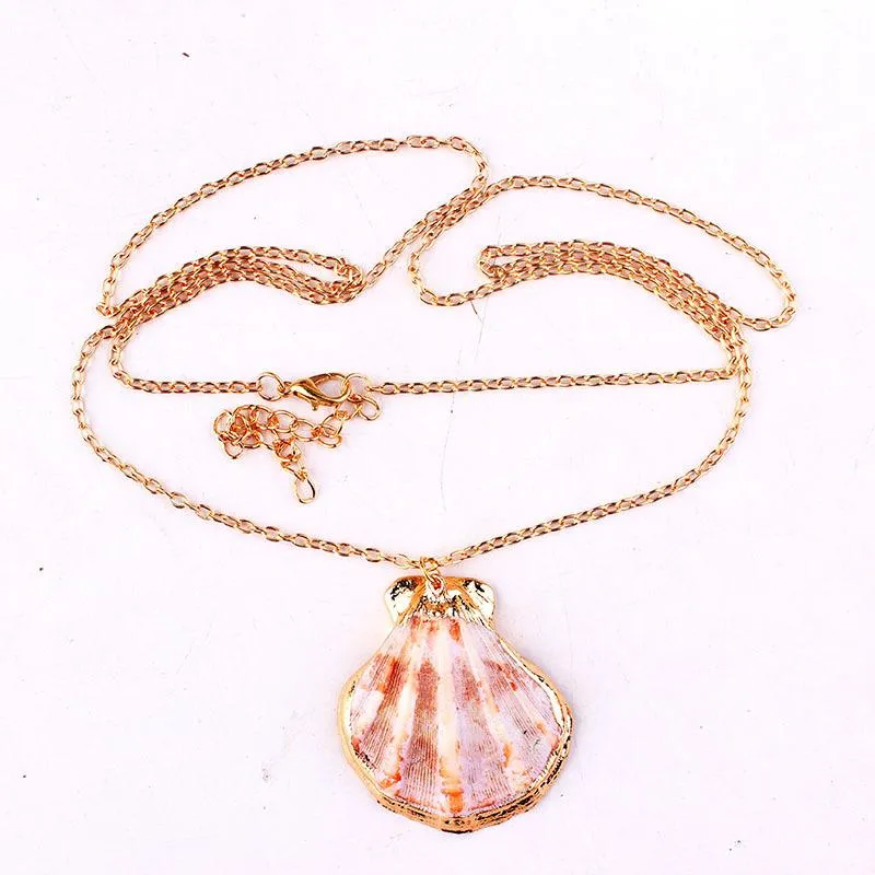 Bohemian Natural Shell Conch Scallop Clavicle Chain Necklace