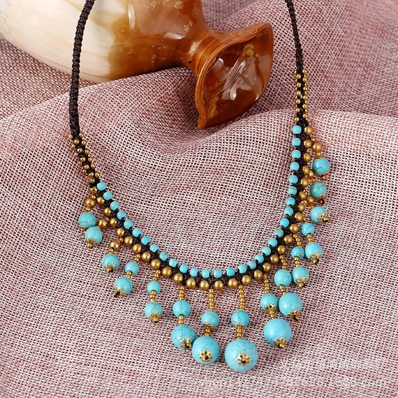 Bohemian Turquoise Pendant Necklace