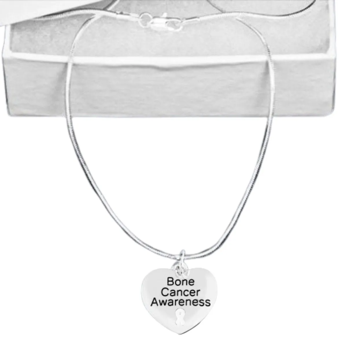 Bone Cancer Awareness Heart Charm Necklaces