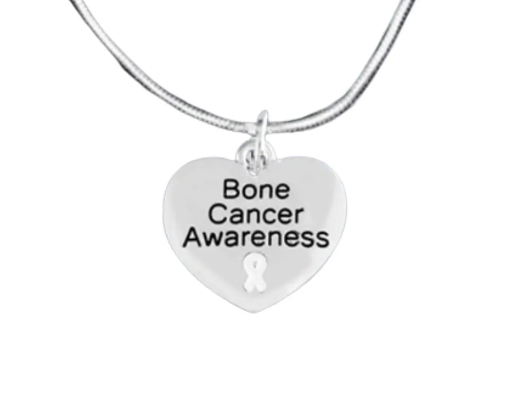 Bone Cancer Awareness Heart Charm Necklaces