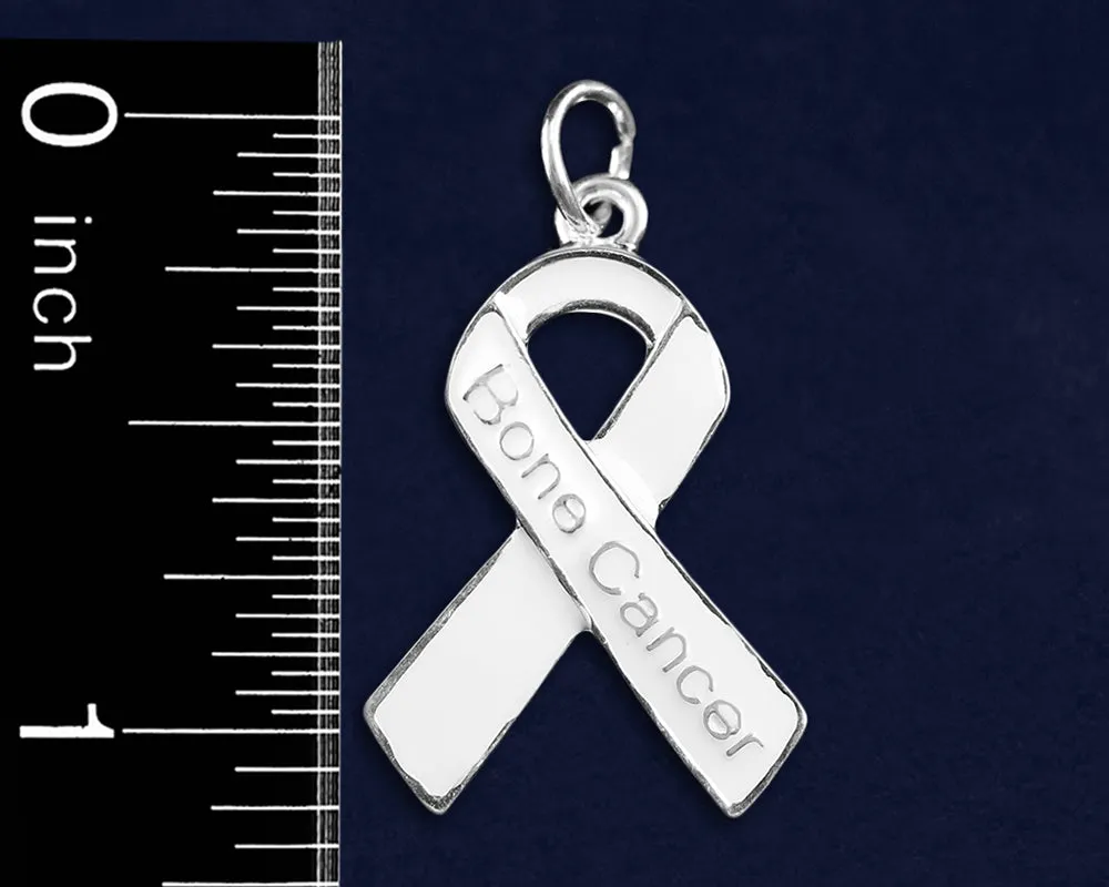 Bone Cancer White Ribbon Necklaces