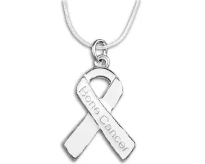 Bone Cancer White Ribbon Necklaces