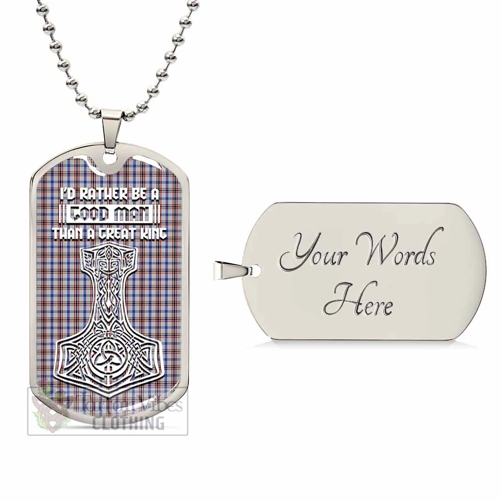 Boswell Tartan Dog Tag Necklace Viking Mjolnir Style