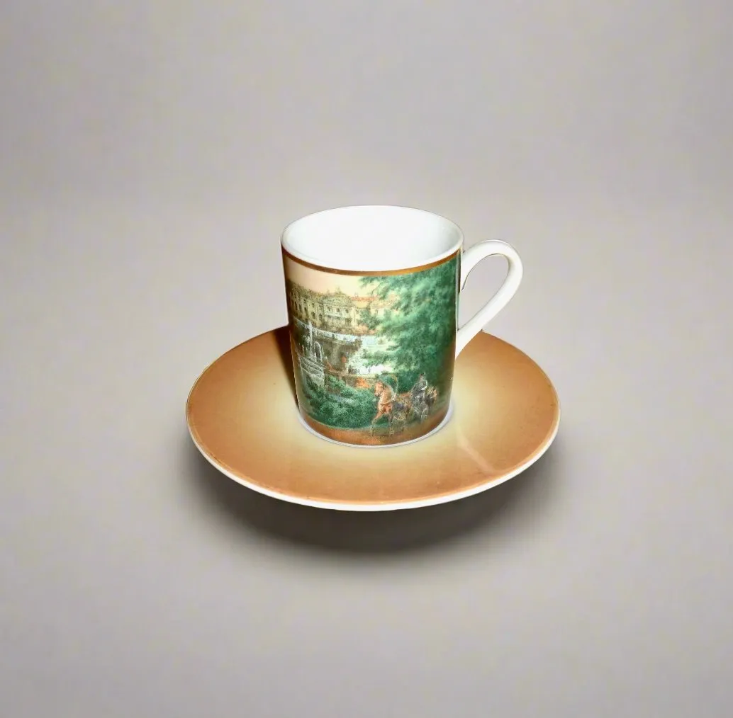 Boxed Goebel Espresso Cup And Saucer Printed With V Sadovnikov Peterhof Palace