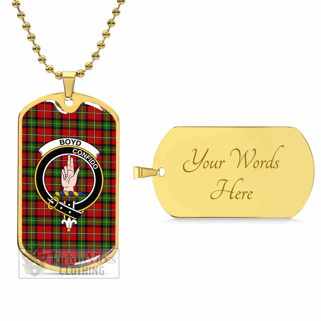 Boyd Tartan Dog Tag Necklace with Family Crest