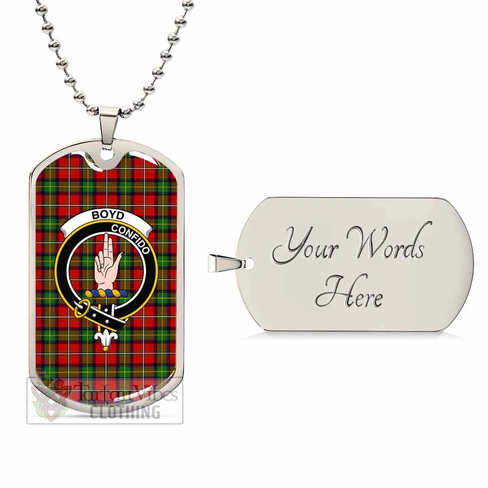 Boyd Tartan Dog Tag Necklace with Family Crest