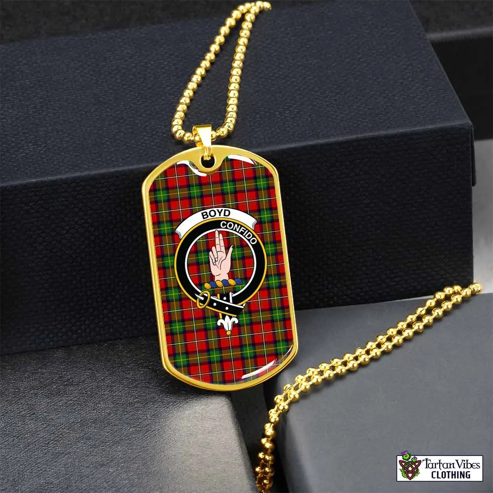 Boyd Tartan Dog Tag Necklace with Family Crest