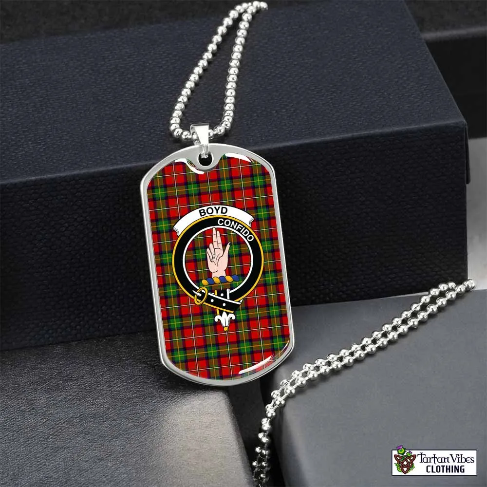 Boyd Tartan Dog Tag Necklace with Family Crest