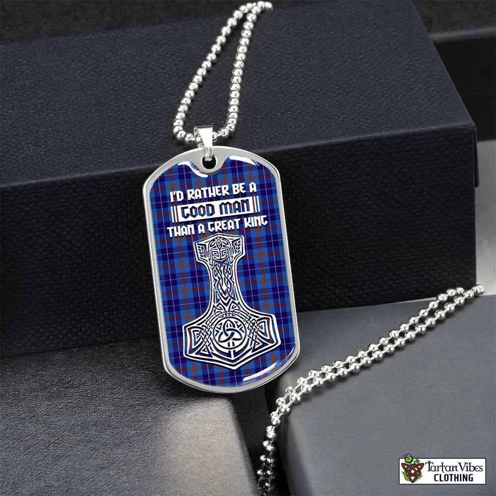 Bryson Tartan Dog Tag Necklace Viking Mjolnir Style