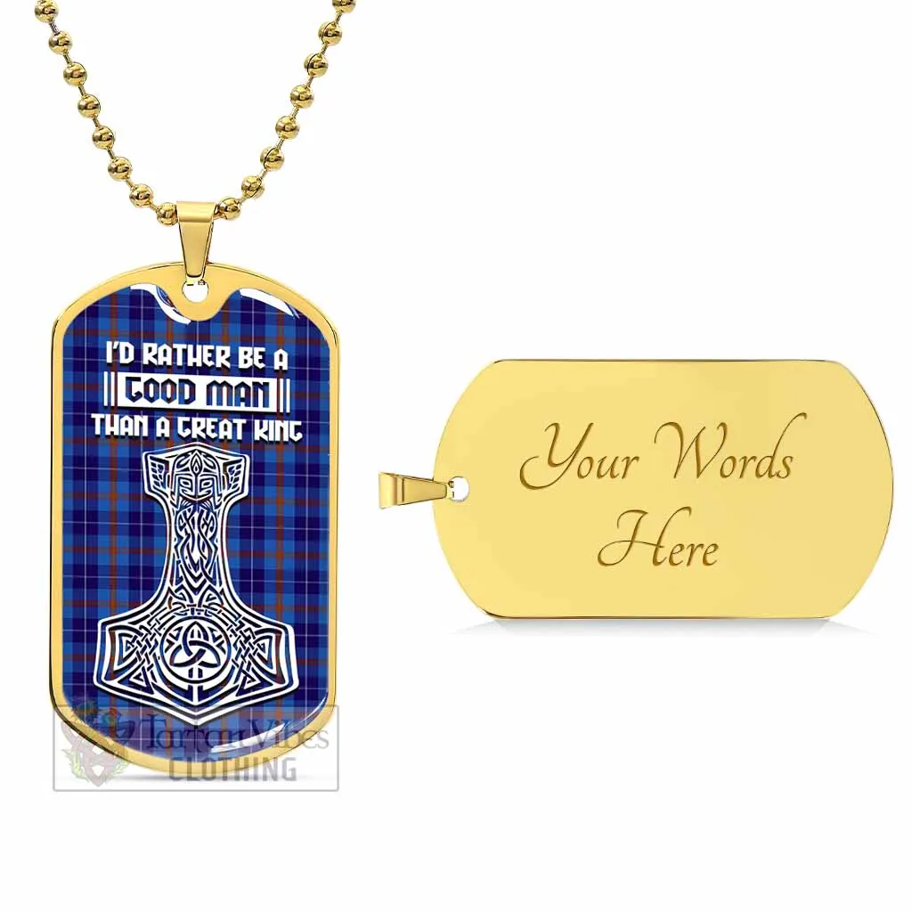 Bryson Tartan Dog Tag Necklace Viking Mjolnir Style