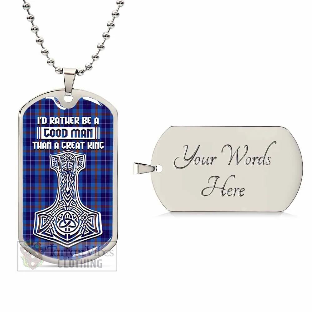 Bryson Tartan Dog Tag Necklace Viking Mjolnir Style