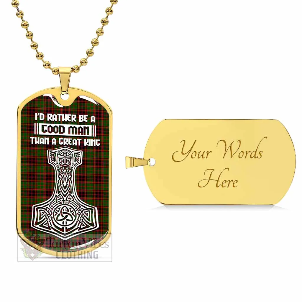 Buchan Tartan Dog Tag Necklace Viking Mjolnir Style