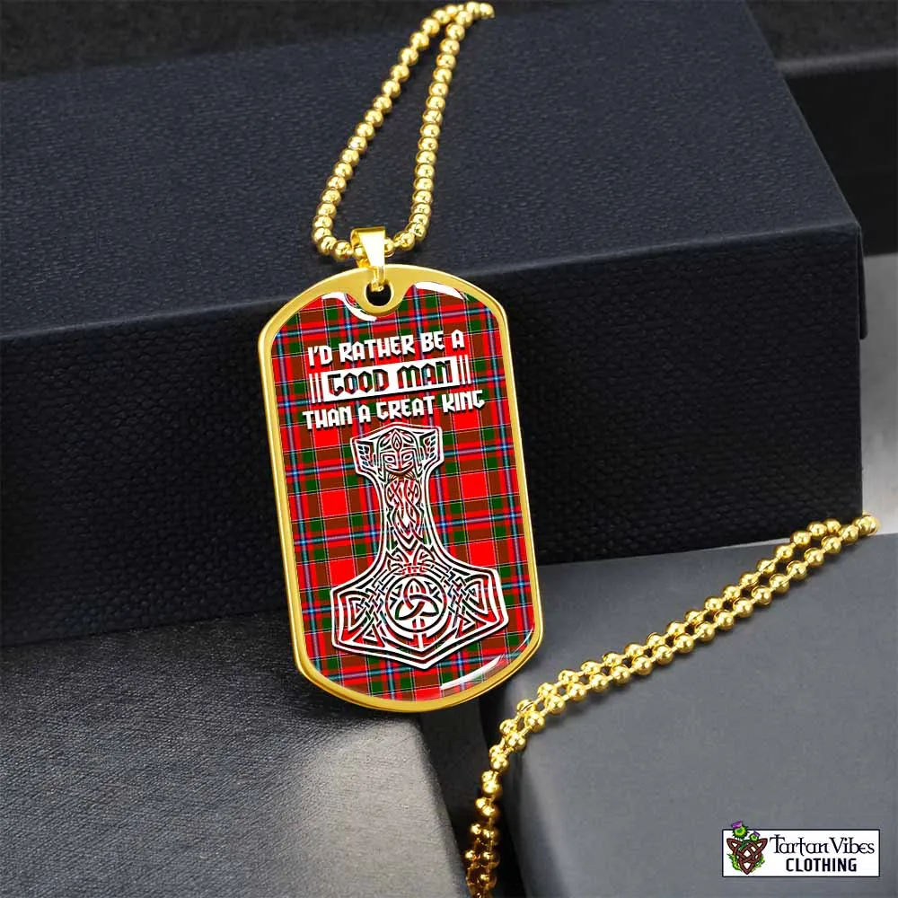 Butter Tartan Dog Tag Necklace Viking Mjolnir Style