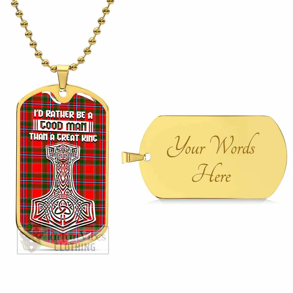 Butter Tartan Dog Tag Necklace Viking Mjolnir Style