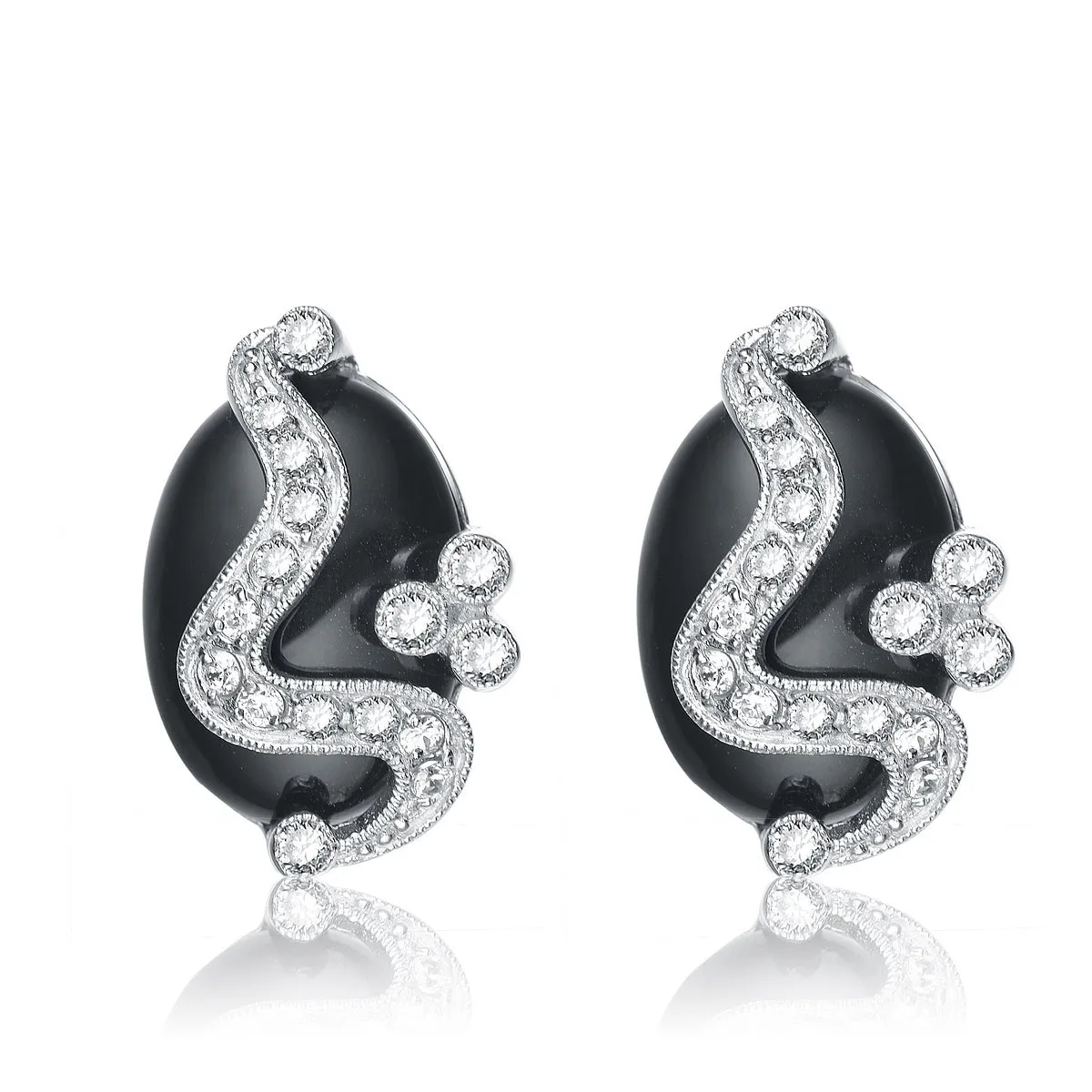 Camille White Stone Swirl Stud Earrings