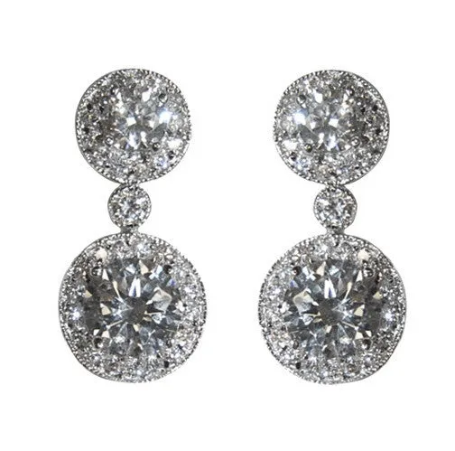 Carolina Cubic Zirconia and Crystal Double Halo Drop Earring