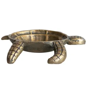 Cast Aluminum Tortoise Dish, Antique Brass Finish