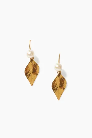 Chan Luu Leaf Freshwater Pearl Earrings