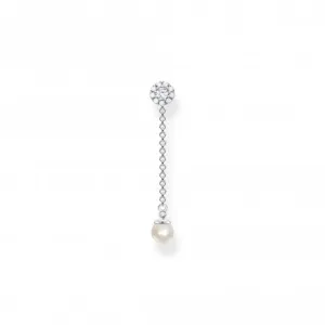 Charming Sterling Silver Long Pearl Single Earring H2238-167-14