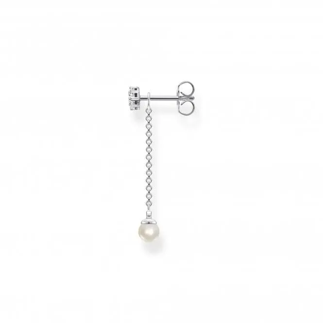 Charming Sterling Silver Long Pearl Single Earring H2238-167-14