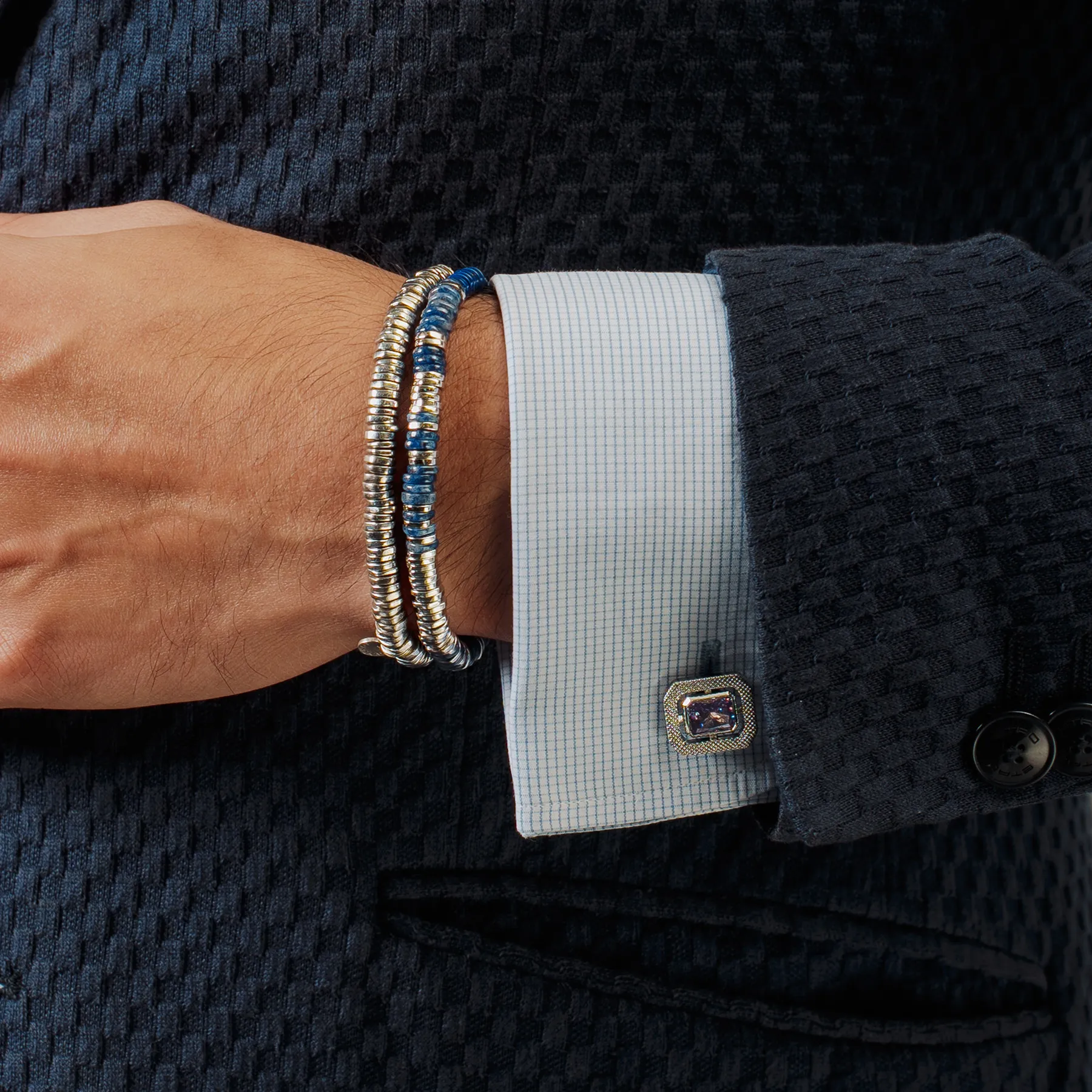 Constellation Beaded Bracelet in Rhodium Plated Silver with Sodalite