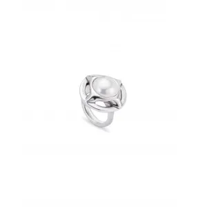 Crafted Sterling Silver Plated Shell Pearl Ring