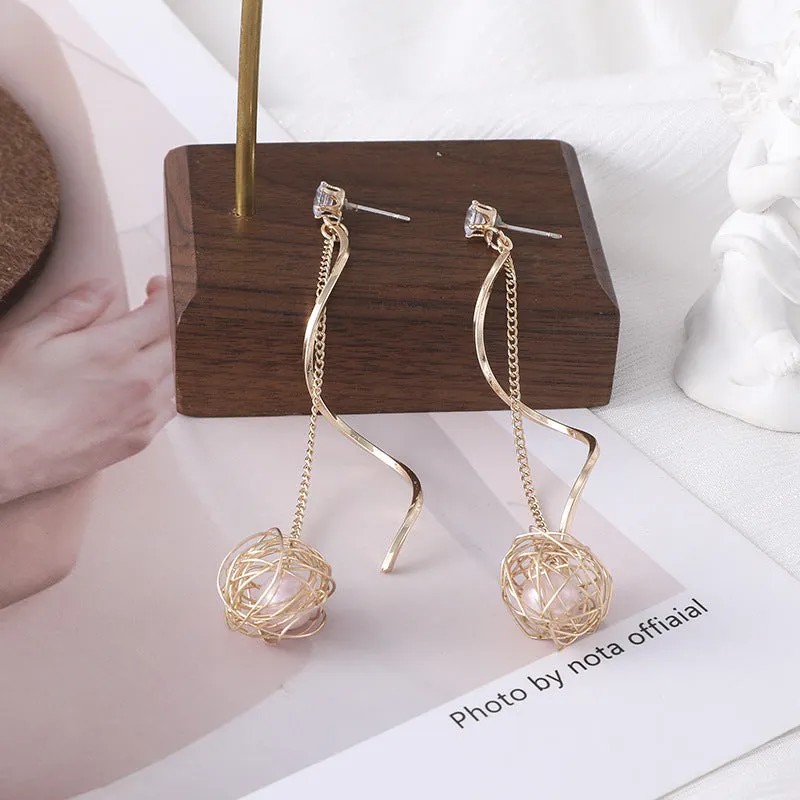 Creative Woven Ball Wave Earrings Women