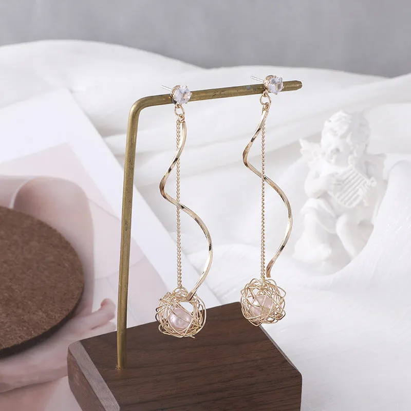 Creative Woven Ball Wave Earrings Women