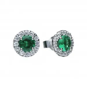 Cubic Zirconia Green Round Cluster Earrings E5655