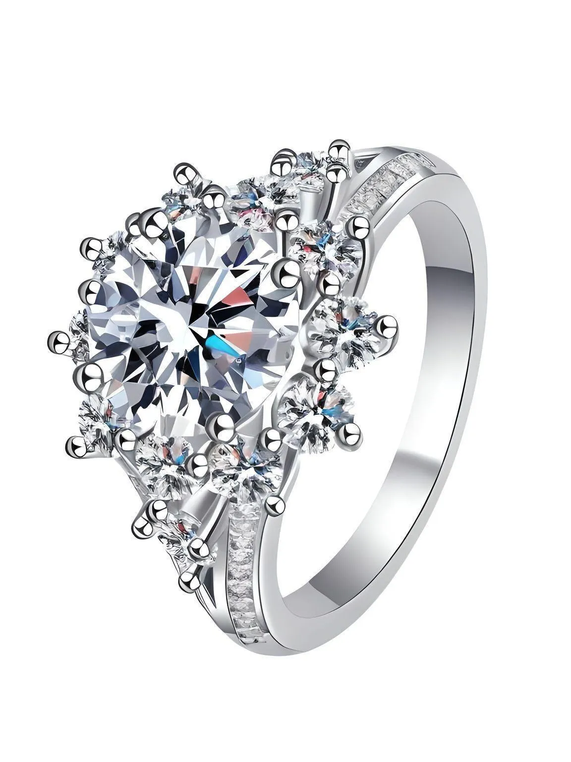 D Color 3CT & 10CT Moissanite Ring For Women Diamond Rings with GRA