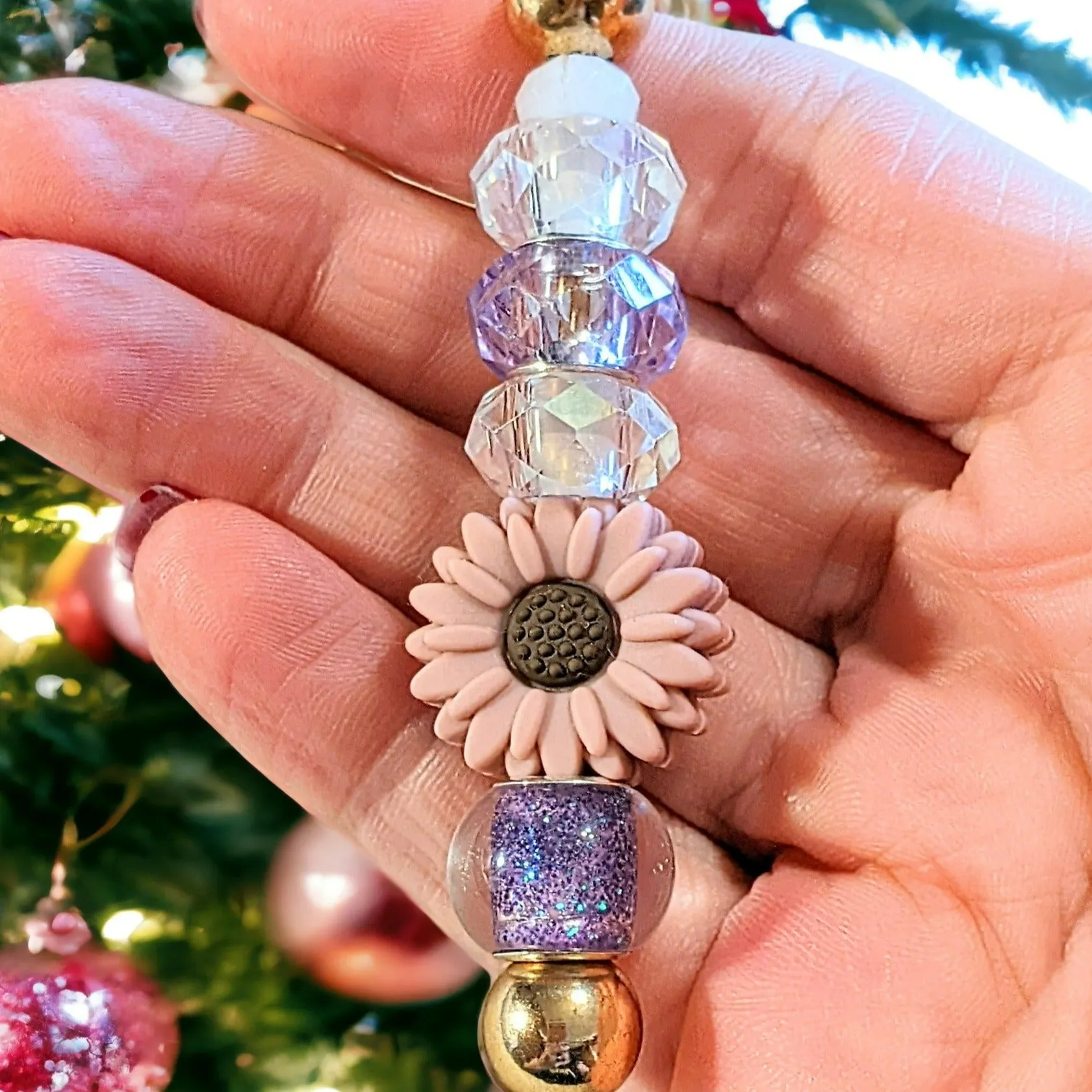 Daisy Crystal Keychain/Purse Clip