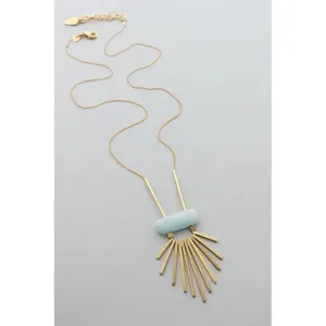 David Aubrey Fanned Agate and Brass Necklace