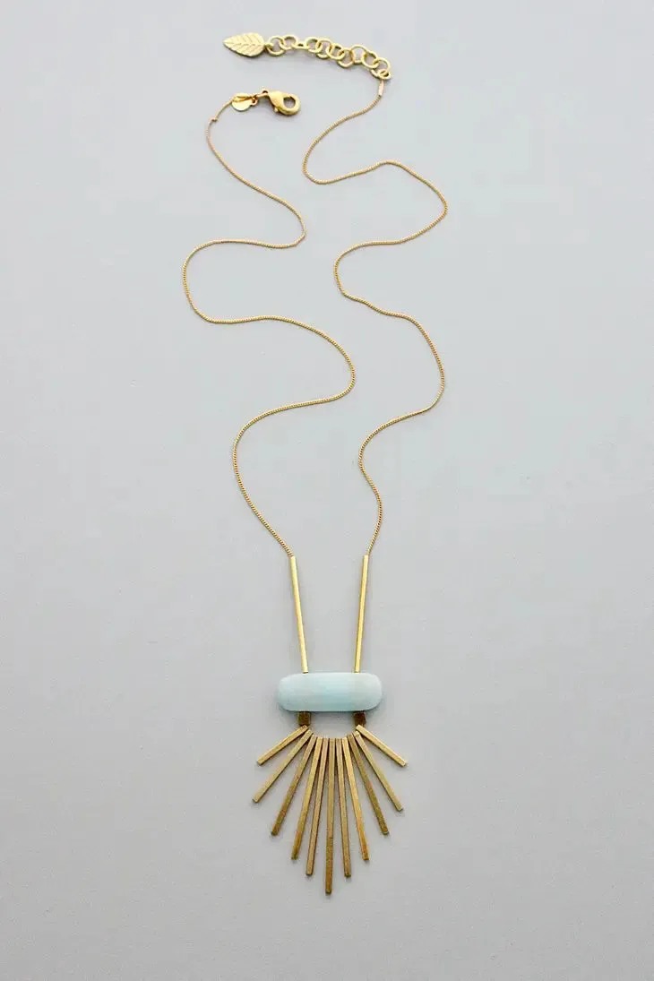 David Aubrey Fanned Agate and Brass Necklace