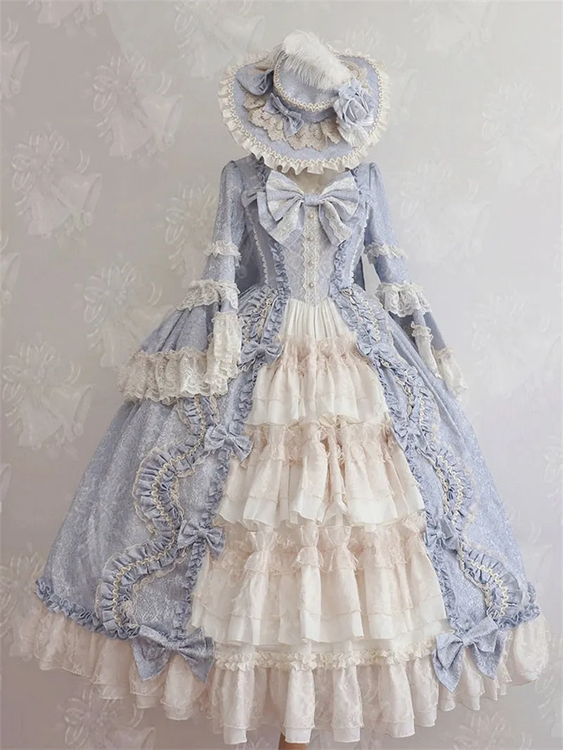 deanwangkt Medieval Palace Sweet Lolita Dress Vintage Lace Bowknot Big Pendulum Victorian Dress Kawaii Girl Gothic Lolita Op Loli Cosplay