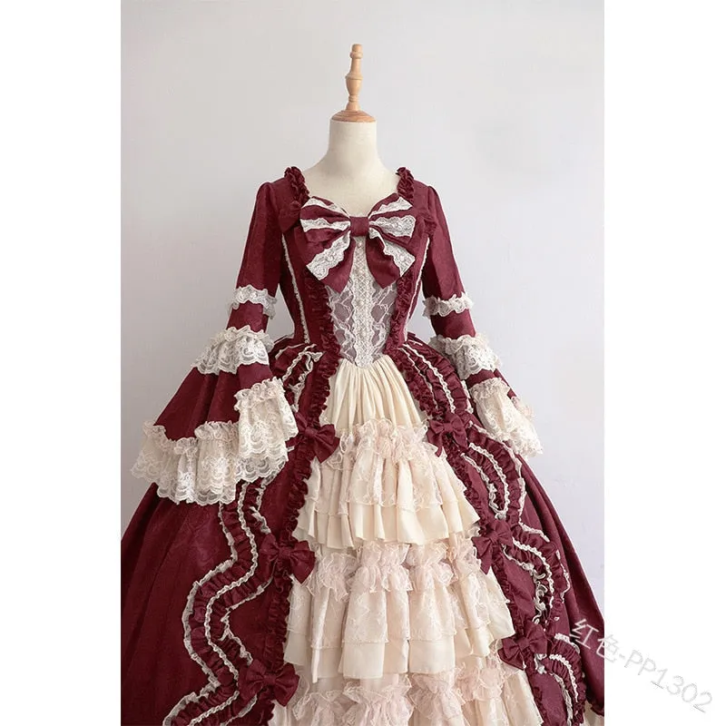 deanwangkt Medieval Palace Sweet Lolita Dress Vintage Lace Bowknot Big Pendulum Victorian Dress Kawaii Girl Gothic Lolita Op Loli Cosplay