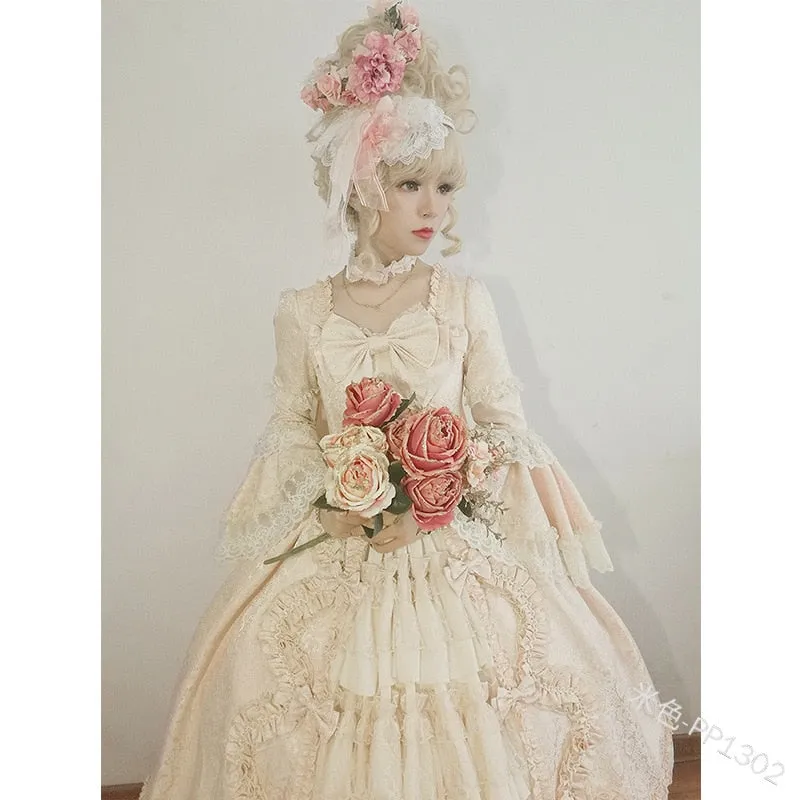 deanwangkt Medieval Palace Sweet Lolita Dress Vintage Lace Bowknot Big Pendulum Victorian Dress Kawaii Girl Gothic Lolita Op Loli Cosplay