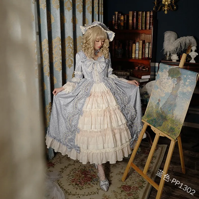 deanwangkt Medieval Palace Sweet Lolita Dress Vintage Lace Bowknot Big Pendulum Victorian Dress Kawaii Girl Gothic Lolita Op Loli Cosplay