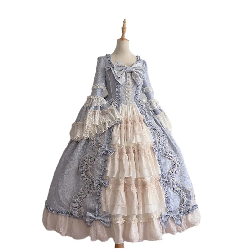 deanwangkt Medieval Palace Sweet Lolita Dress Vintage Lace Bowknot Big Pendulum Victorian Dress Kawaii Girl Gothic Lolita Op Loli Cosplay