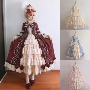 deanwangkt Medieval Palace Sweet Lolita Dress Vintage Lace Bowknot Big Pendulum Victorian Dress Kawaii Girl Gothic Lolita Op Loli Cosplay