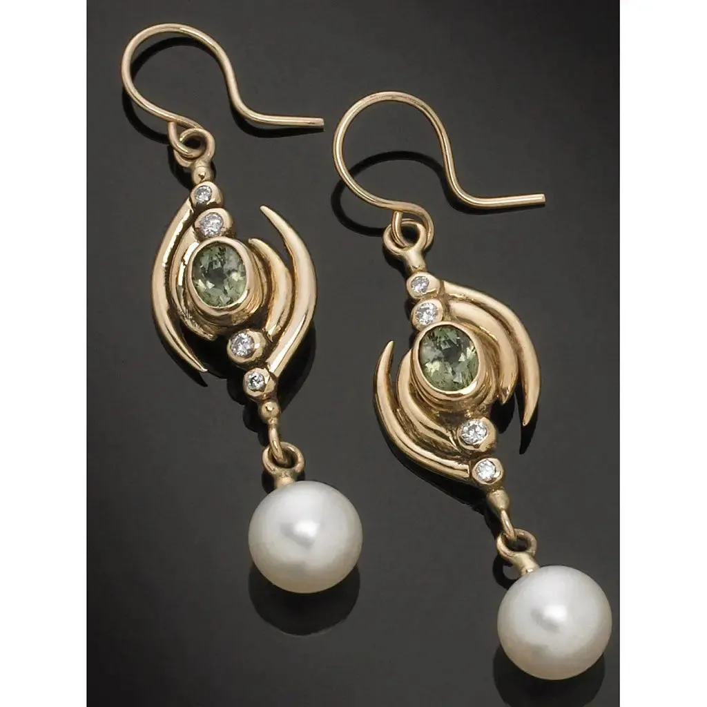 Diamond and Pearl Earrings ER94YG by Richelle Leigh