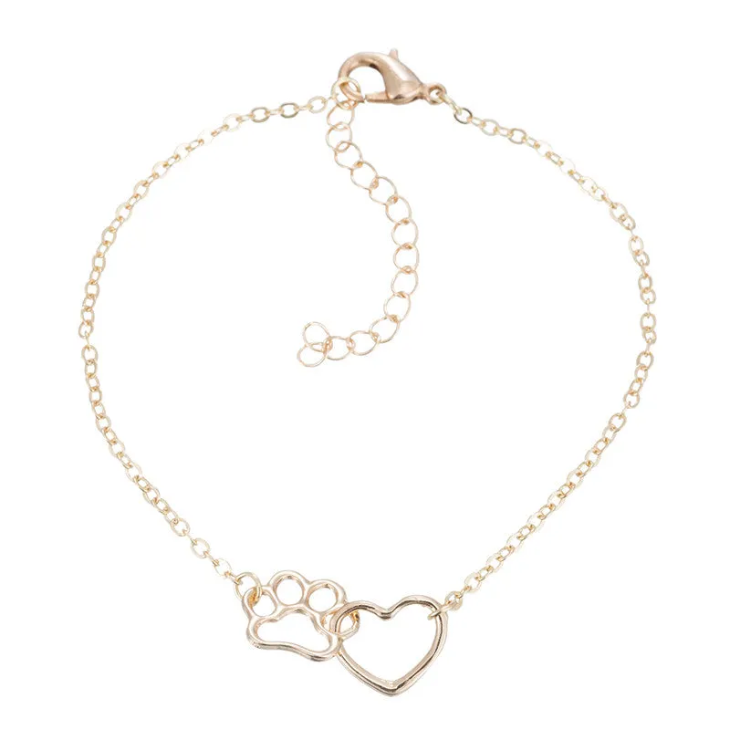 Dog claw heart pendant hollow clavicle chain