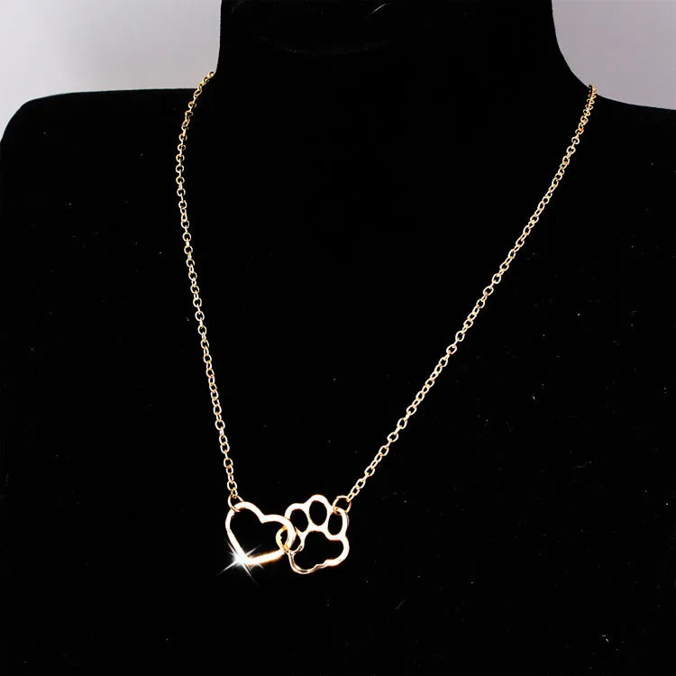 Dog claw heart pendant hollow clavicle chain