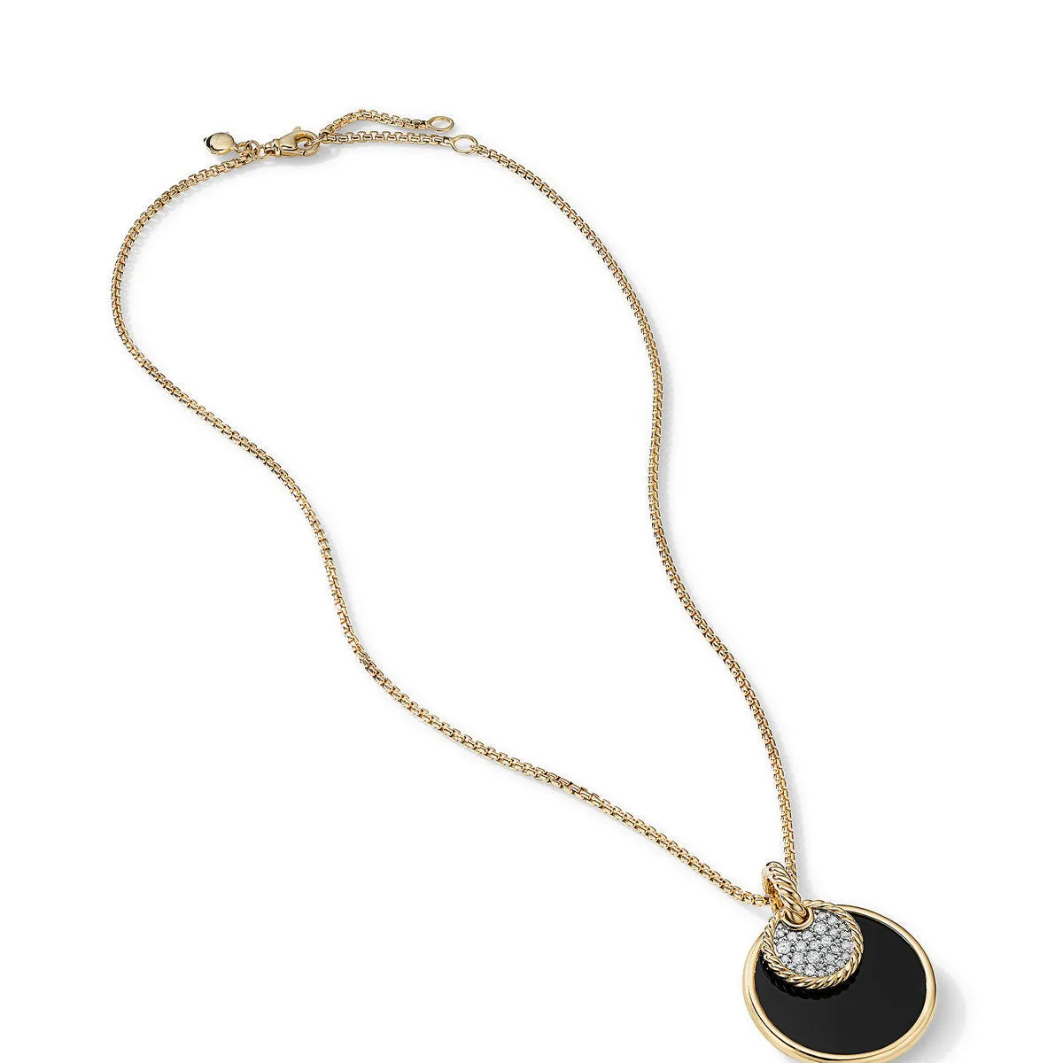 DY Elements Large Convertible Pendant Necklace in 18K Yellow Gold with Black Onyx and Mother of Pearl and Pave Diamonds