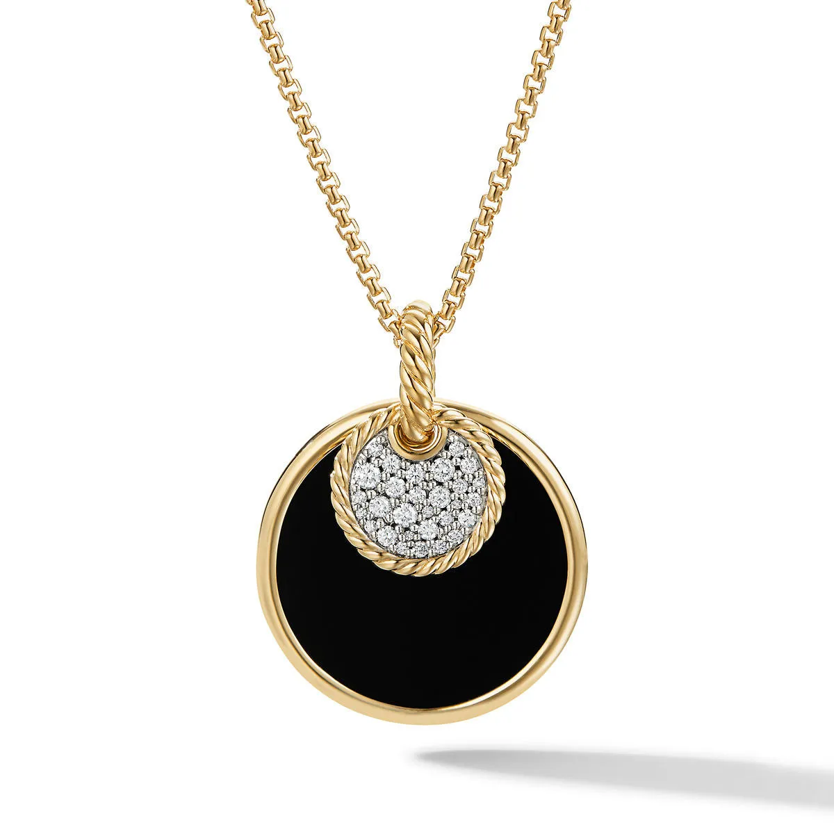 DY Elements Large Convertible Pendant Necklace in 18K Yellow Gold with Black Onyx and Mother of Pearl and Pave Diamonds