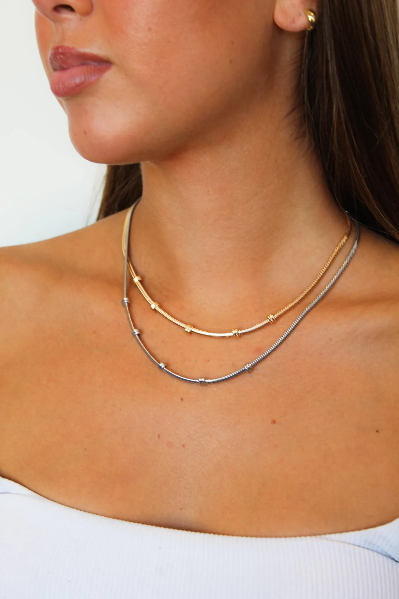 Elongated Snake Chain- Silver