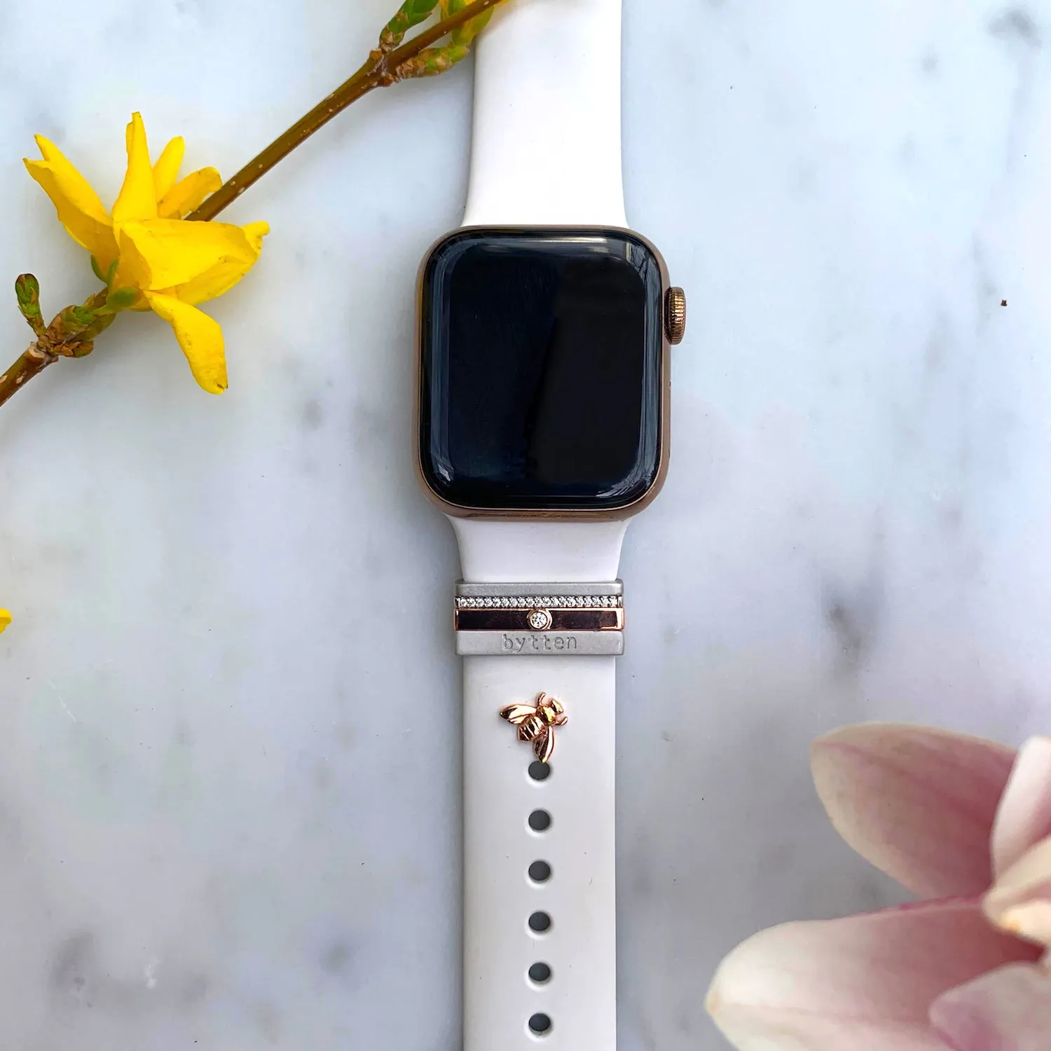 engravable rosie gold glam stack™ • Apple Watch & Fitbit band accessory